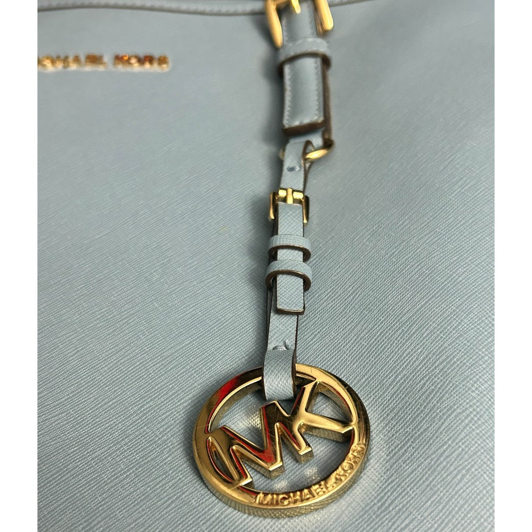 Michael Kors Jet Set Medium Saffiano Leather Tote Blue