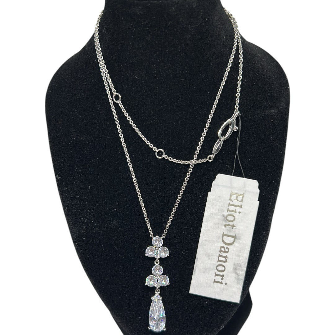 Eliot Danori Silver - Tone Mixed Stone Lariat Necklace 16" + 2" Extender - Haute Poppy