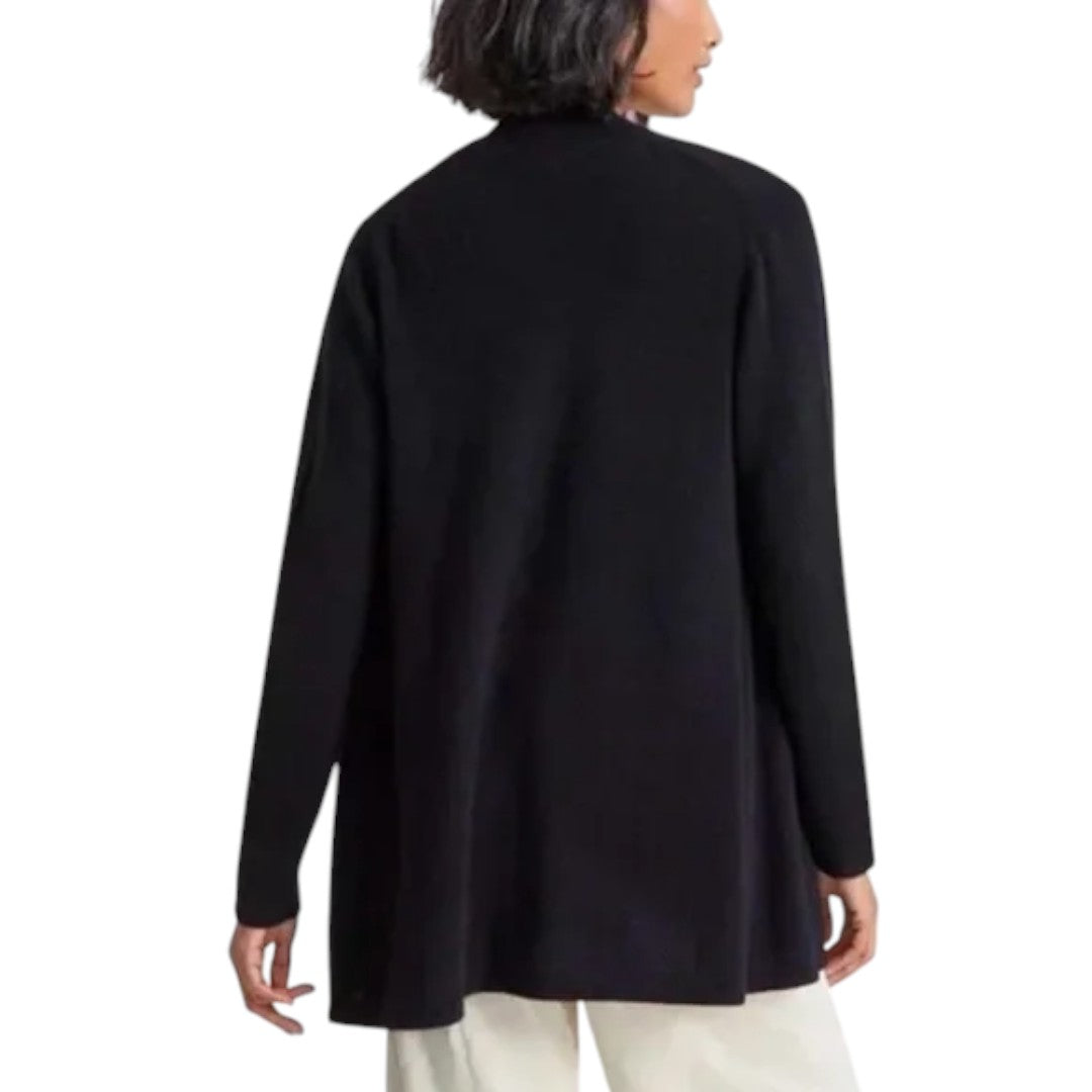 100% Cashmere Black Open Front Cardigan