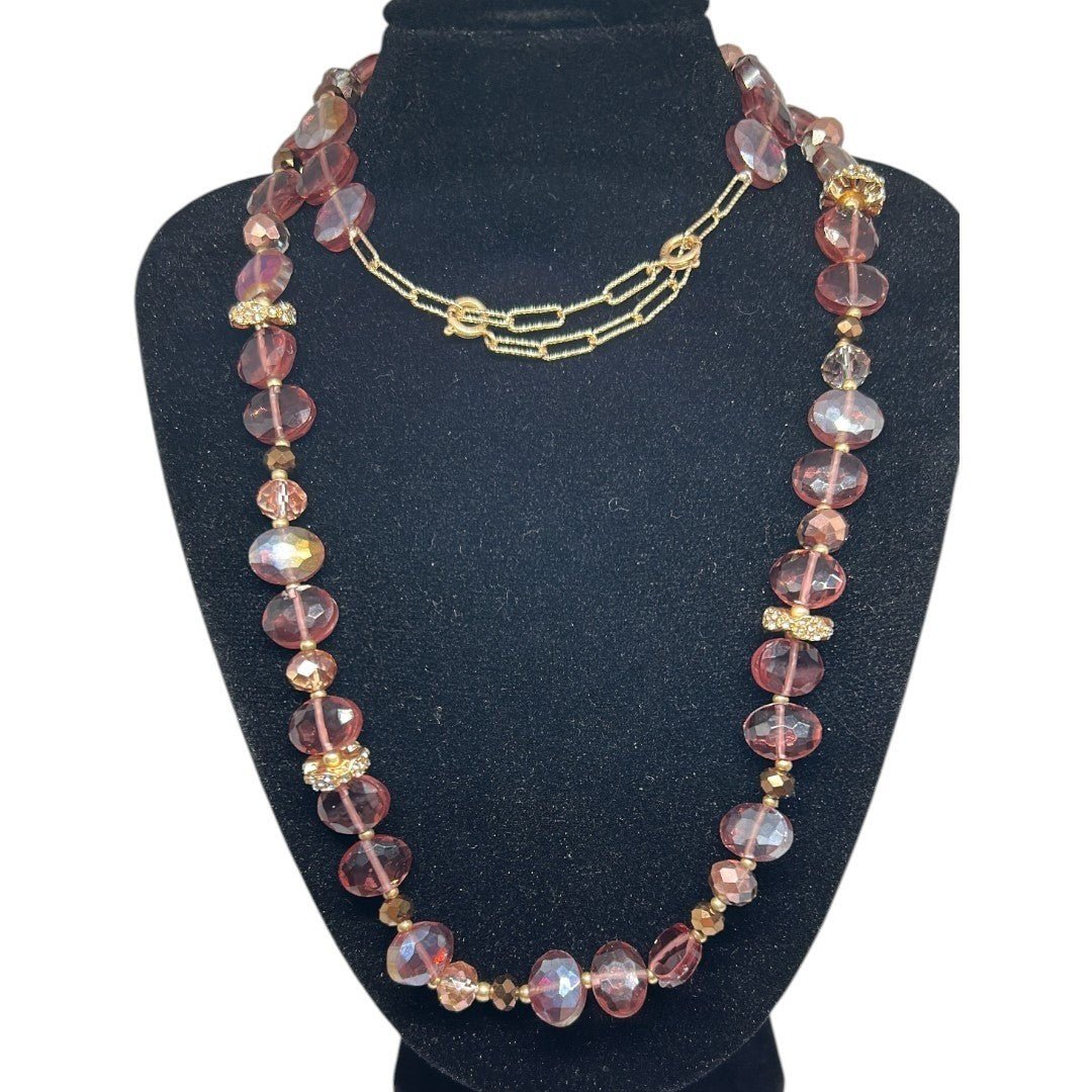 2028 Acrylic Glass Bead Strand Necklace Purple - Haute Poppy