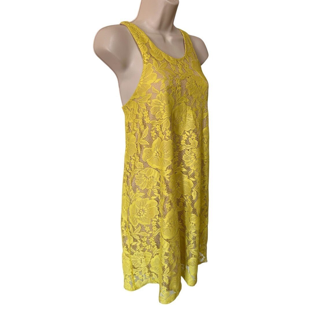 4SI3NNA Yellow Lace Dress Sleeveless Casual Summer Mini Dress - Haute Poppy