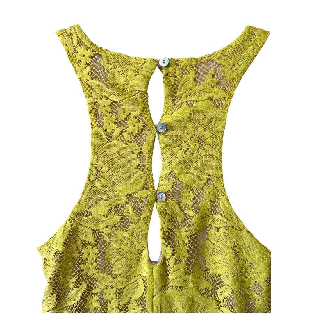 4SI3NNA Yellow Lace Dress Sleeveless Casual Summer Mini Dress - Haute Poppy