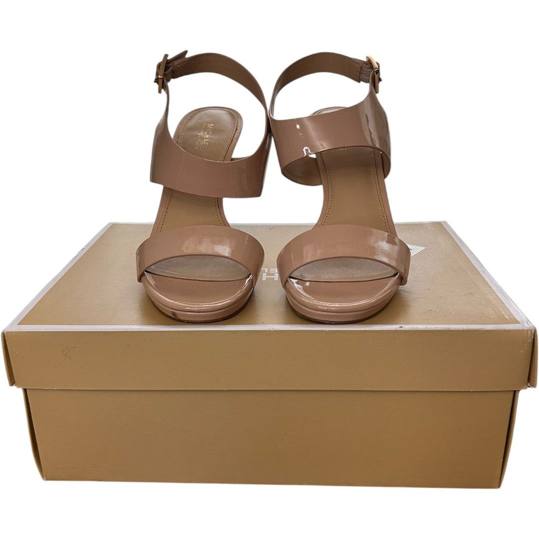 MICHAEL Michael Kors Claudia Patent Leather Ankle Strap Platform Heels Blush