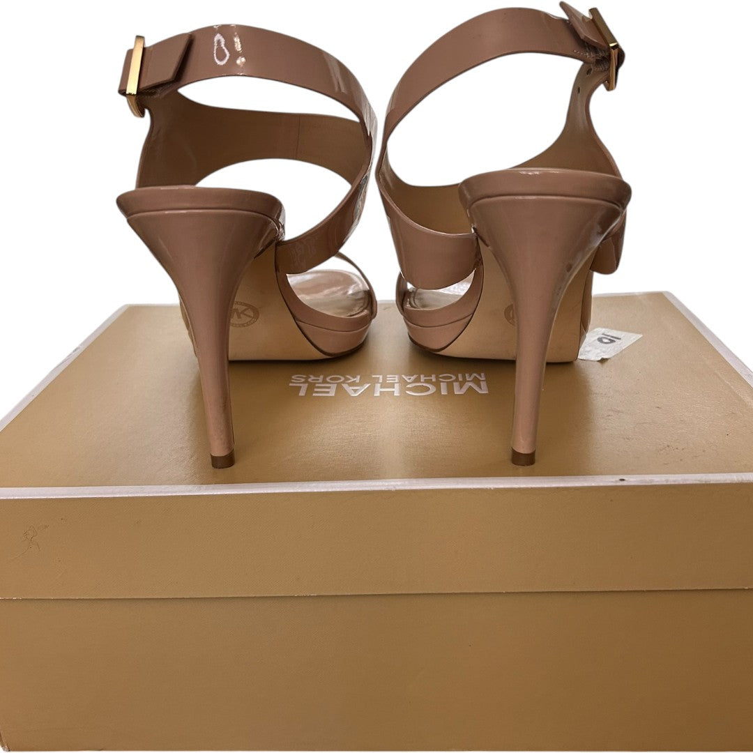 MICHAEL Michael Kors Claudia Patent Leather Ankle Strap Platform Heels Blush