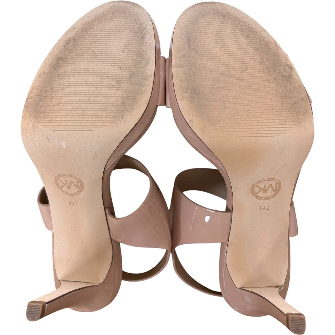 MICHAEL Michael Kors Claudia Patent Leather Ankle Strap Platform Heels Blush