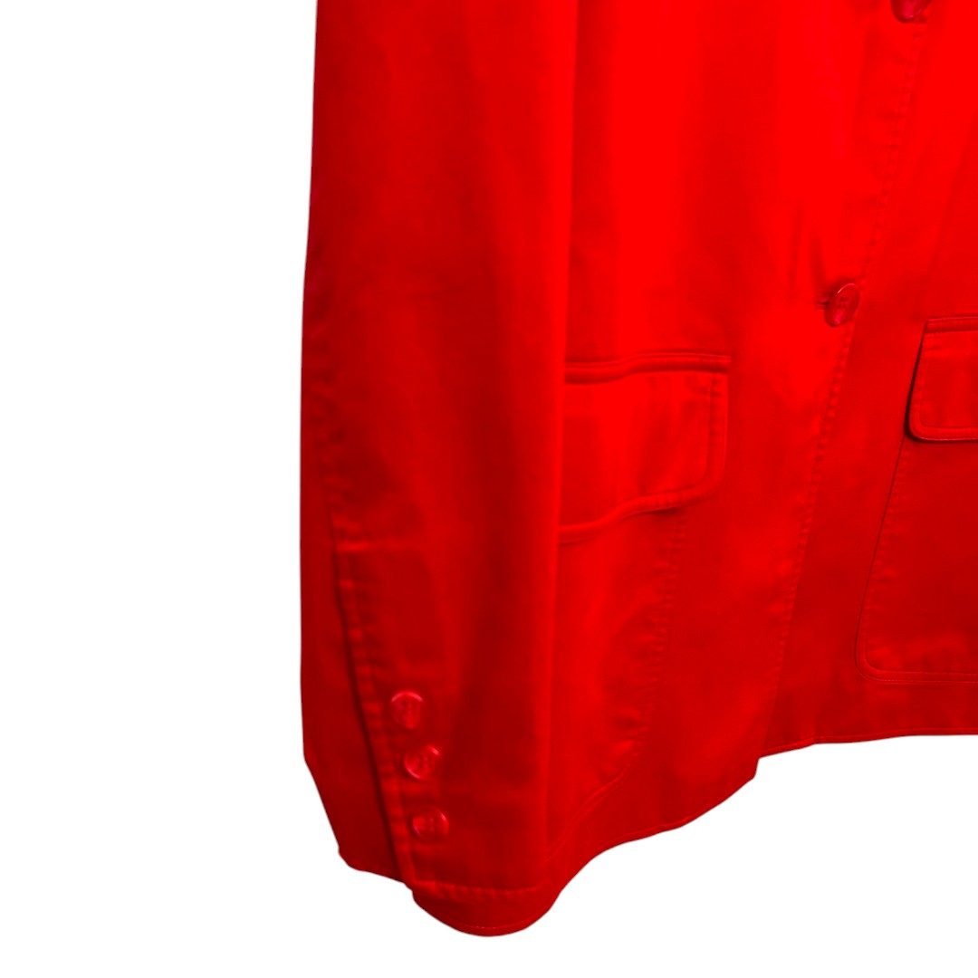 Neiman Marcus Red Cotton Blazer Jacket Button Front Pockets