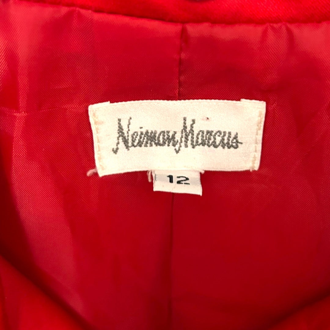 Neiman Marcus Red Cotton Blazer Jacket Button Front Pockets