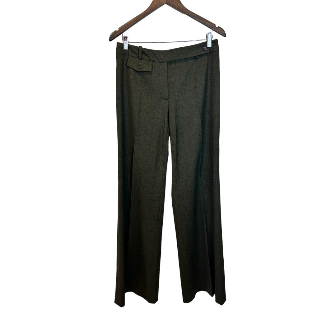 Michael Kors Olive Virgin Wool Wide Leg Trousers