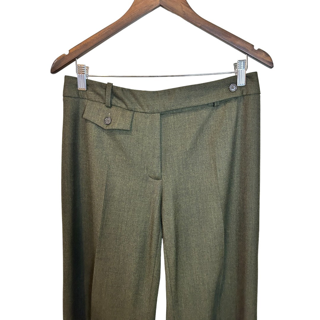 Michael Kors Olive Virgin Wool Wide Leg Trousers