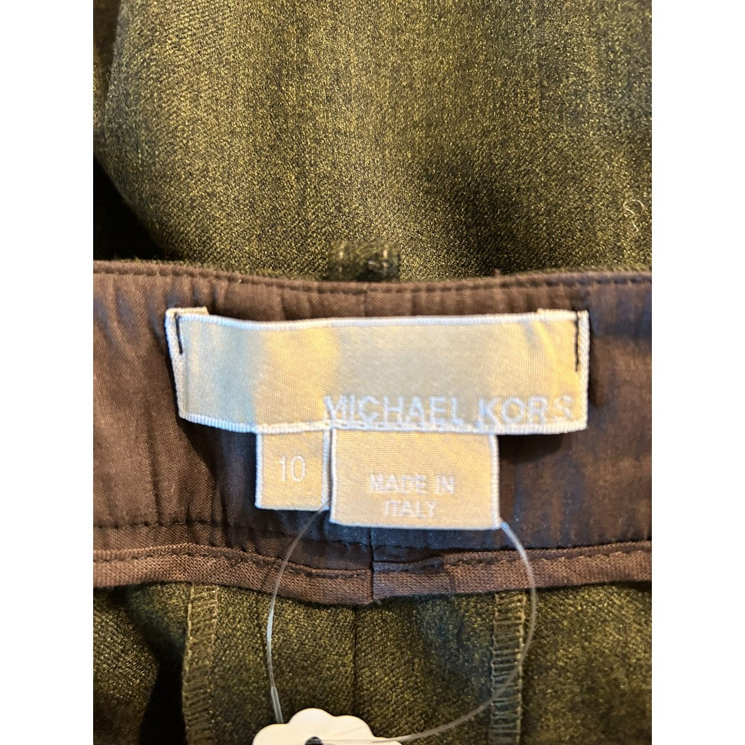 Michael Kors Olive Virgin Wool Wide Leg Trousers