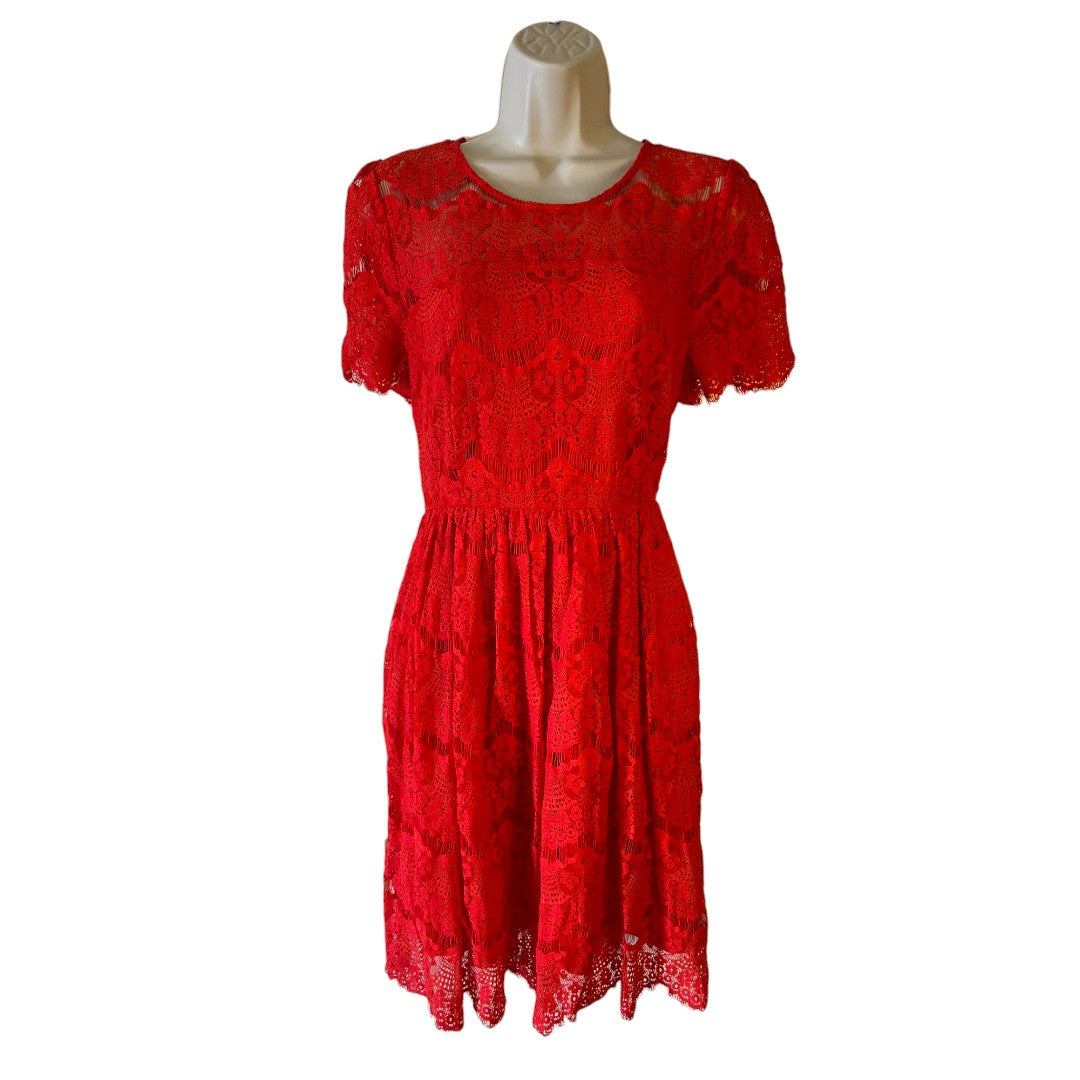 MAK Clothes Red Lace Dress