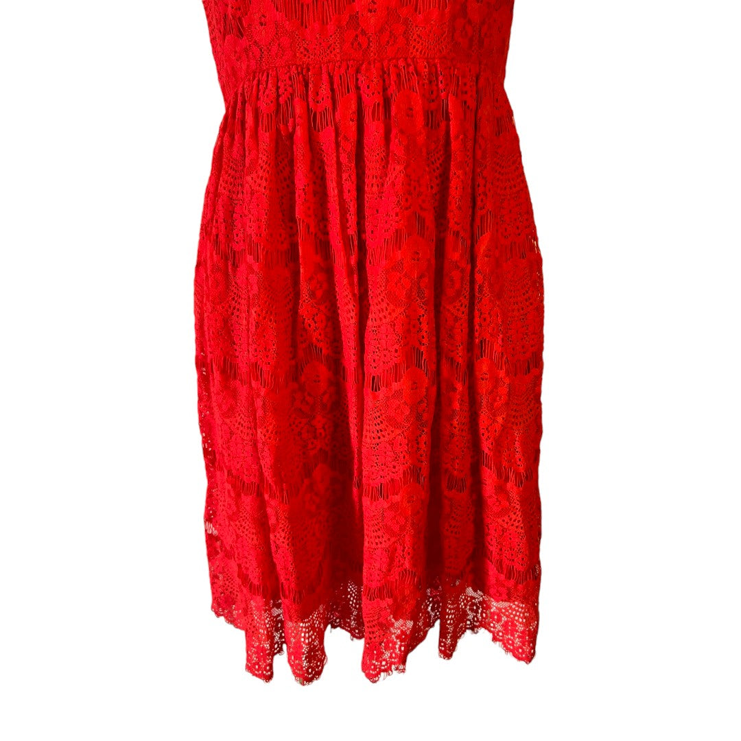 MAK Clothes Red Lace Dress