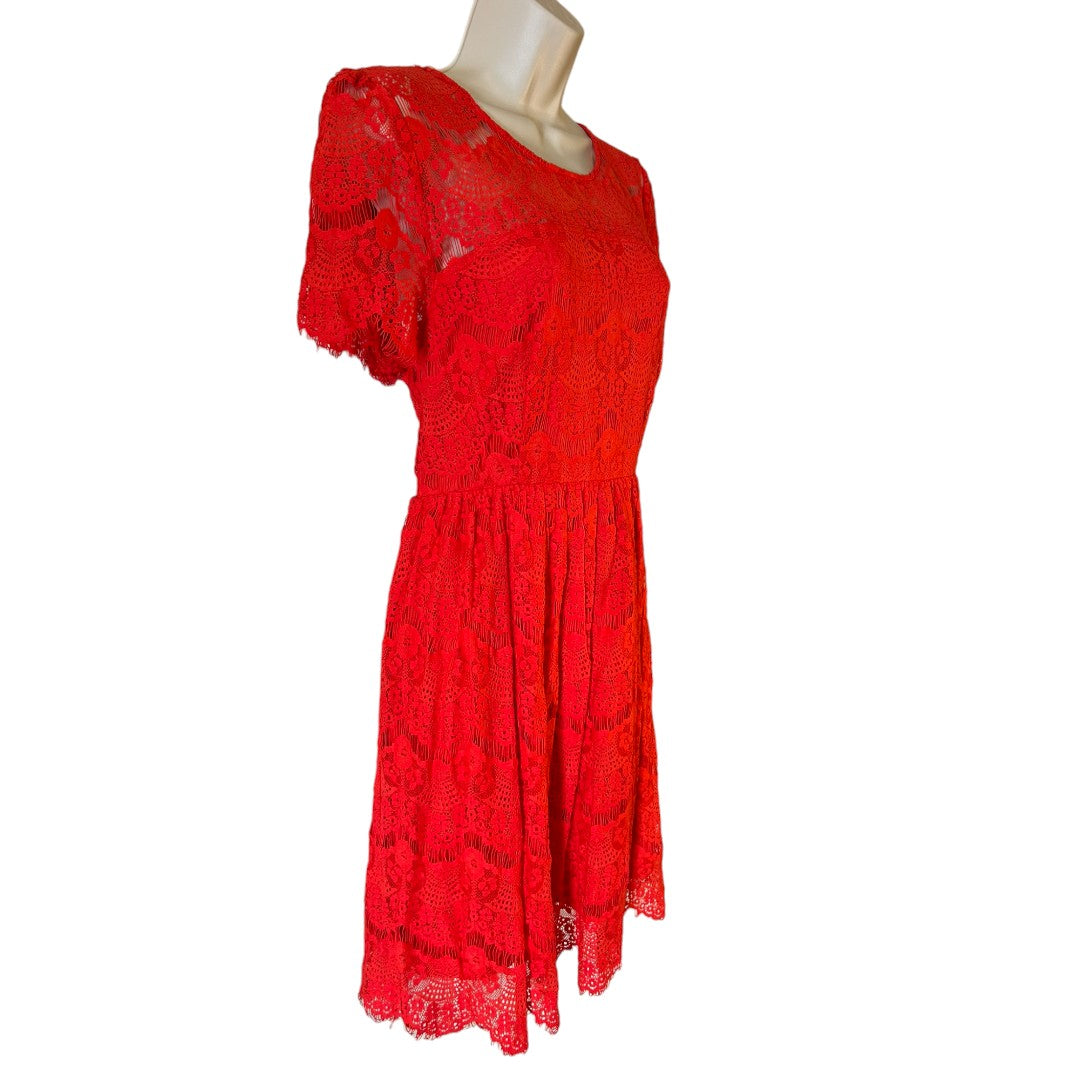 MAK Clothes Red Lace Dress