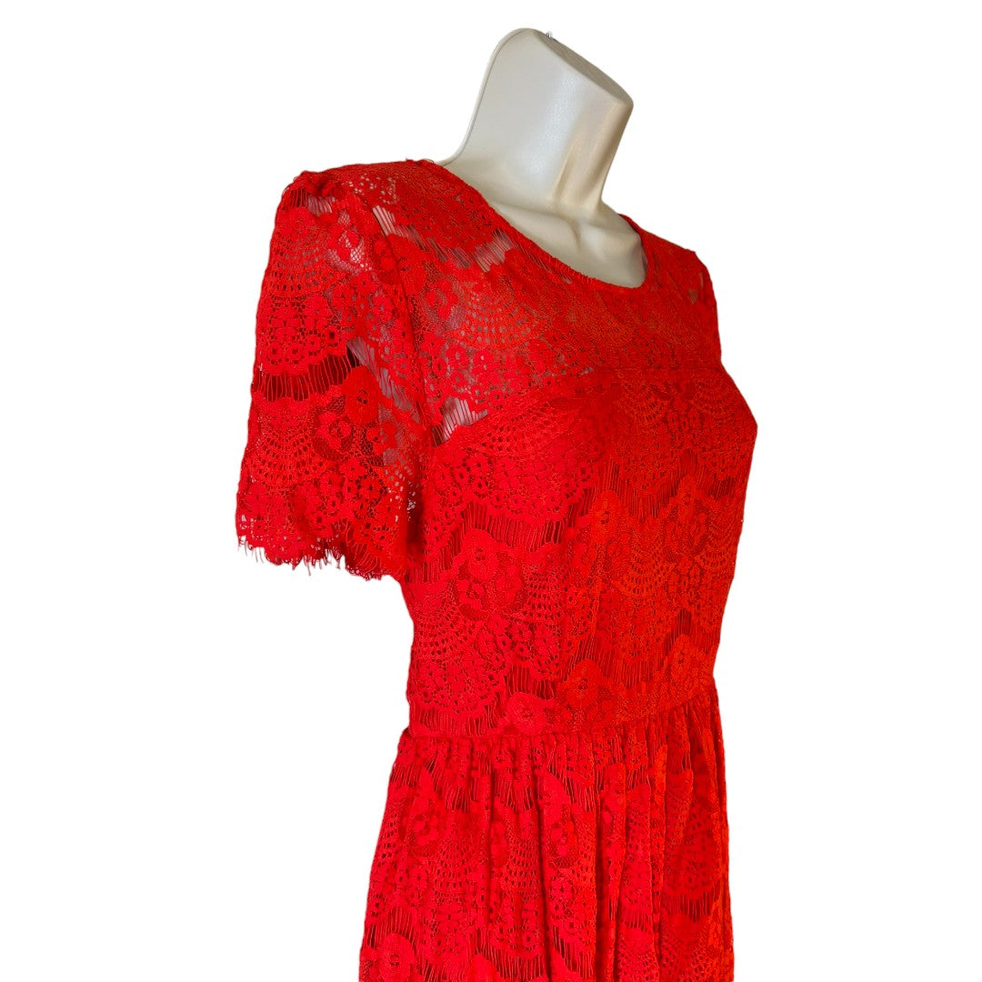 MAK Clothes Red Lace Dress