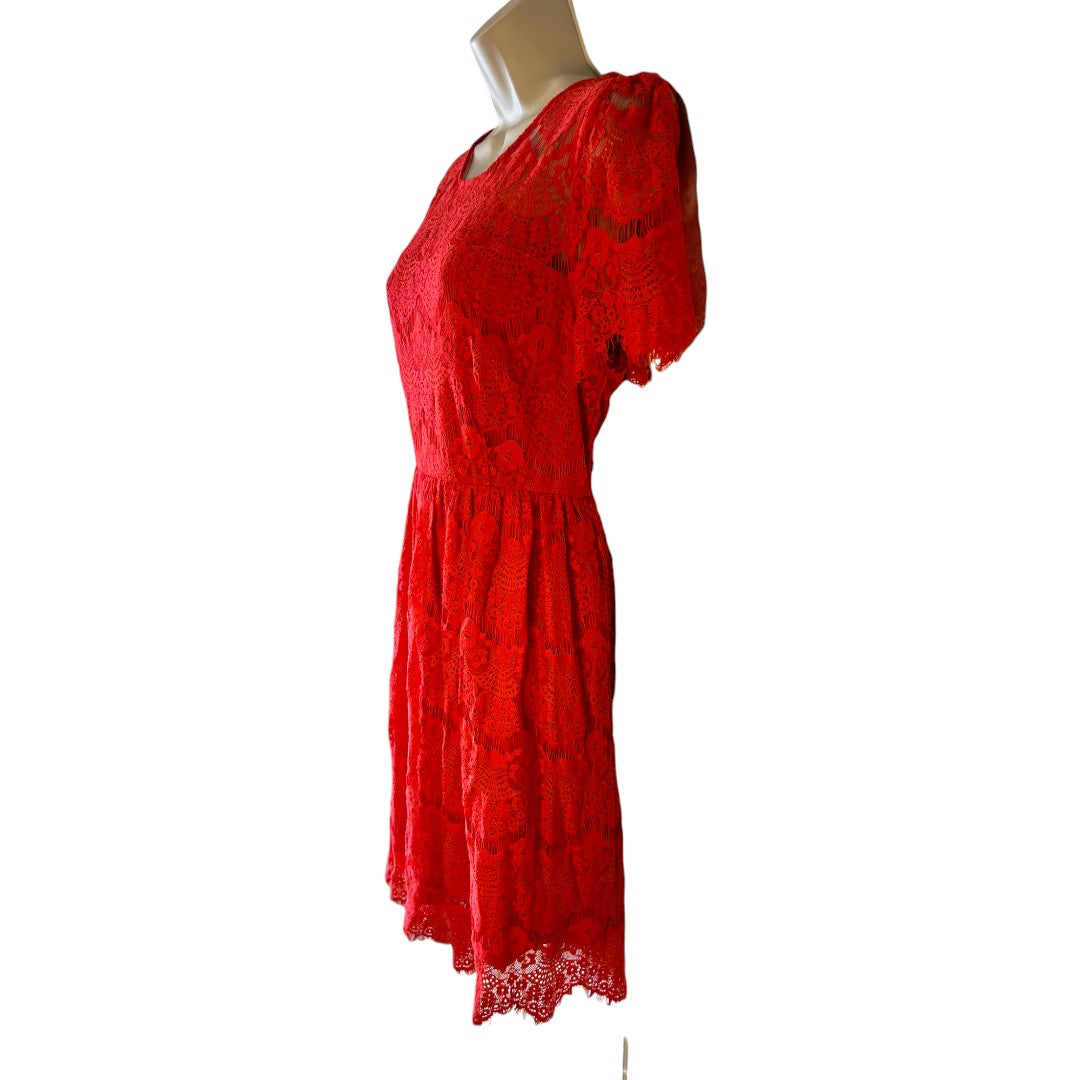 MAK Clothes Red Lace Dress