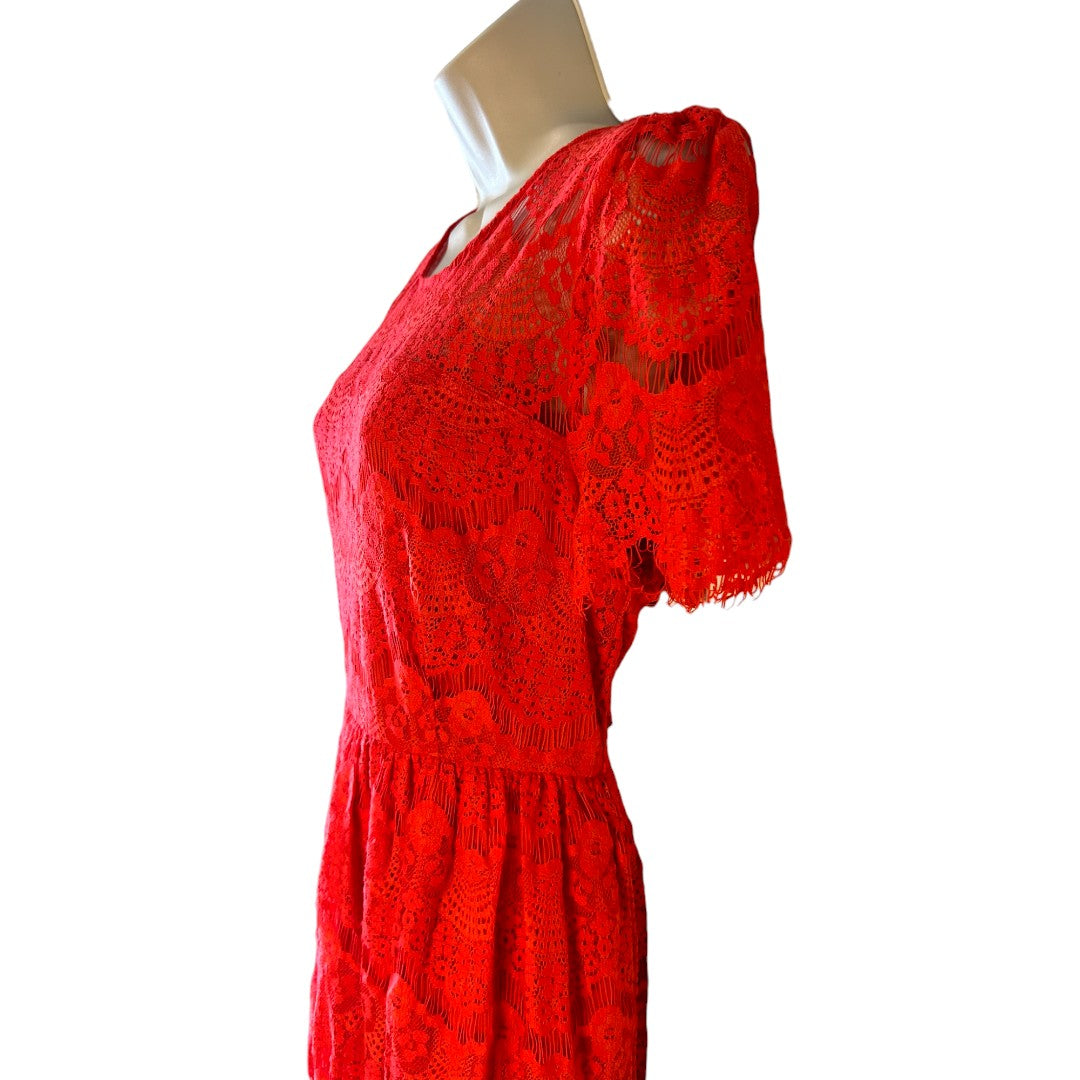 MAK Clothes Red Lace Dress