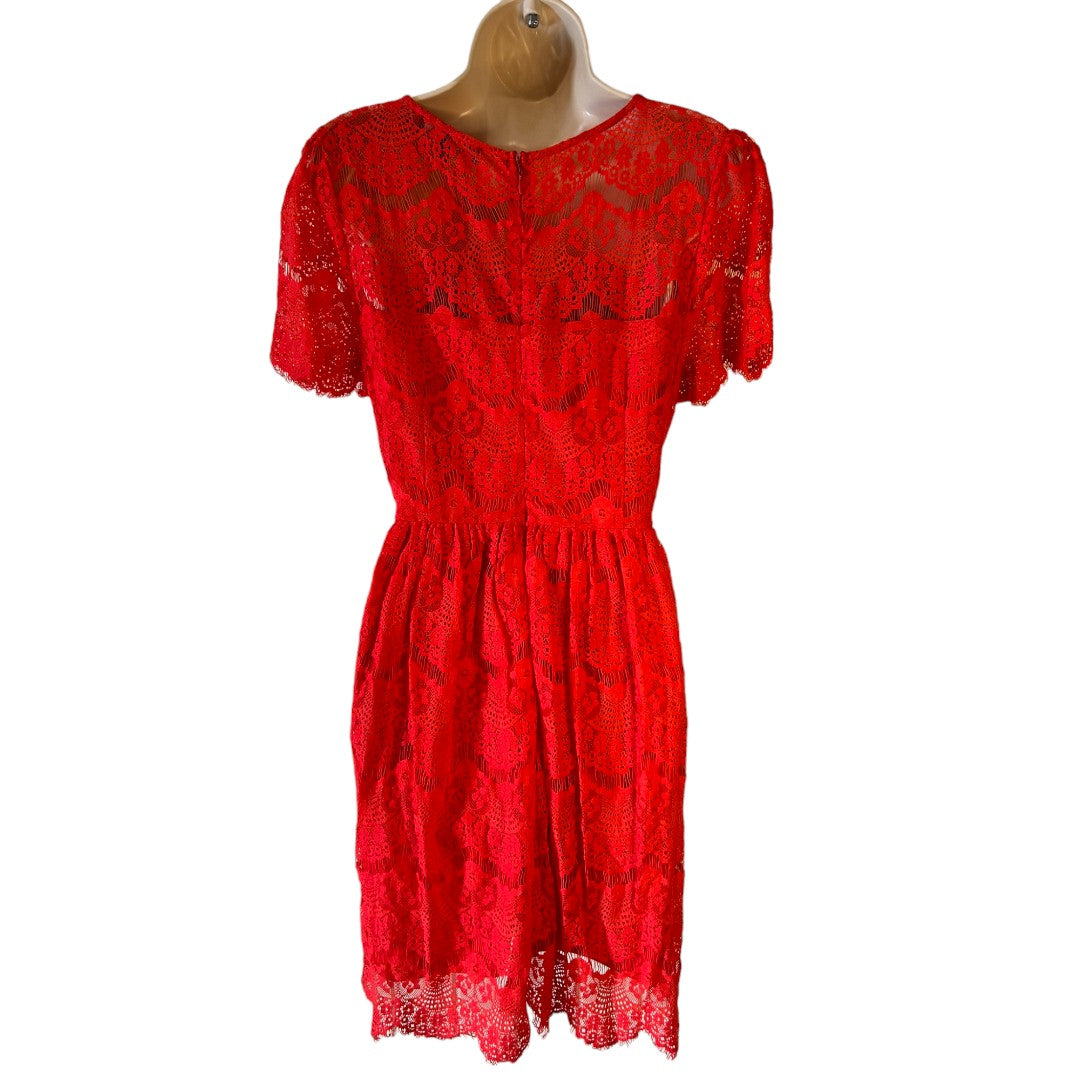 MAK Clothes Red Lace Dress