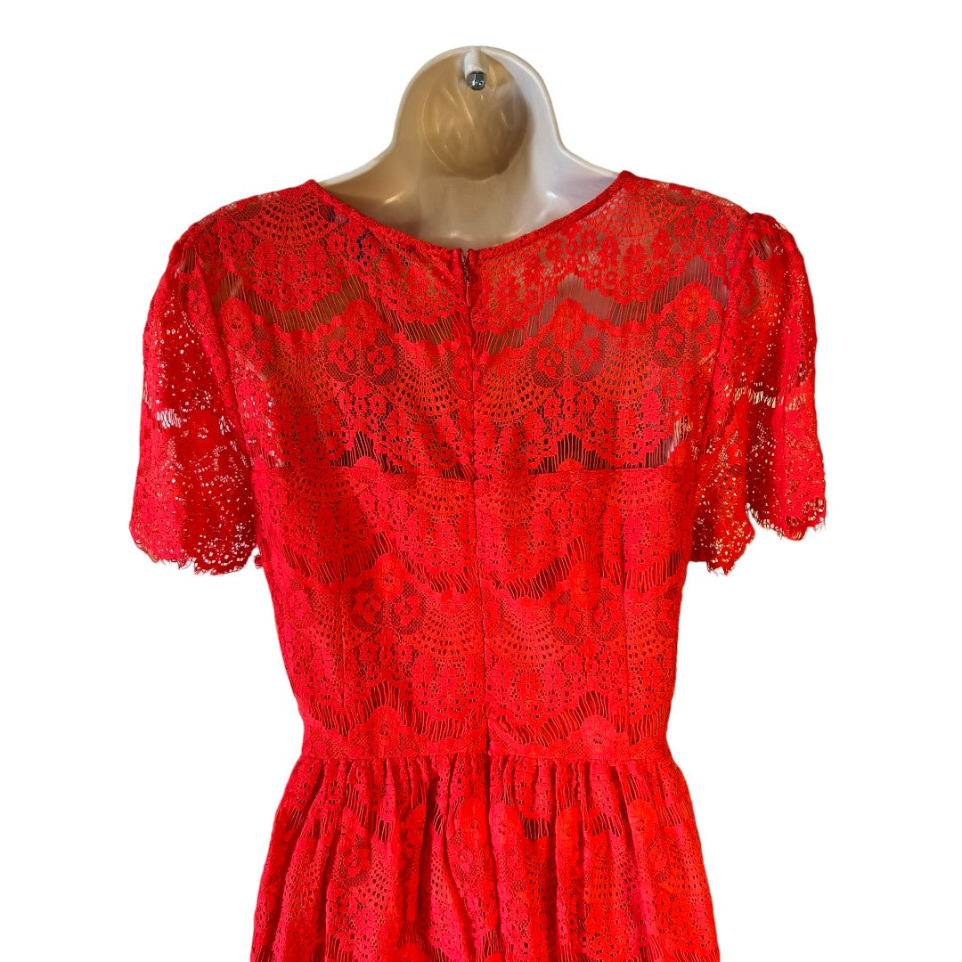 MAK Clothes Red Lace Dress