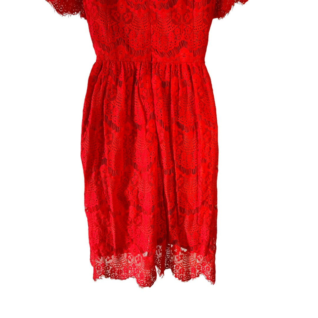 MAK Clothes Red Lace Dress