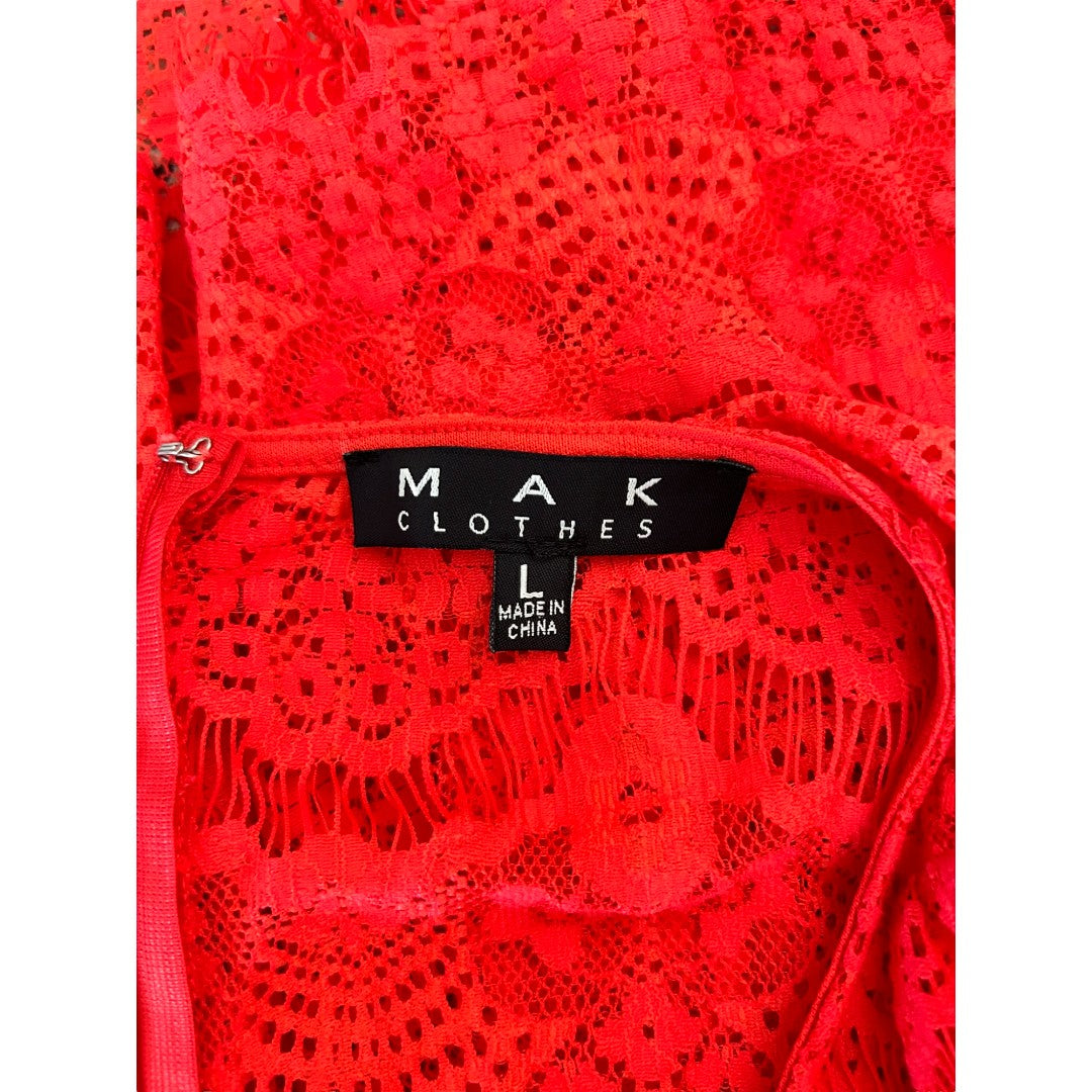 MAK Clothes Red Lace Dress