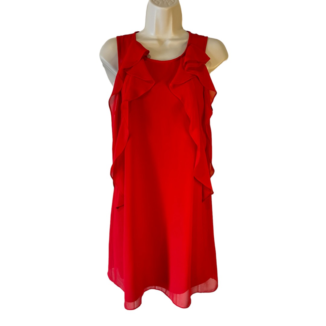 BCBGenration Red Ruffle Shift Dress