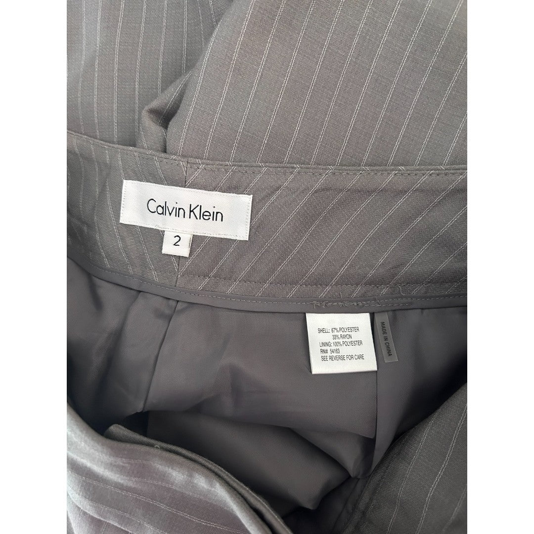 Calvin Klein Gray Pinstripe Dress Pant