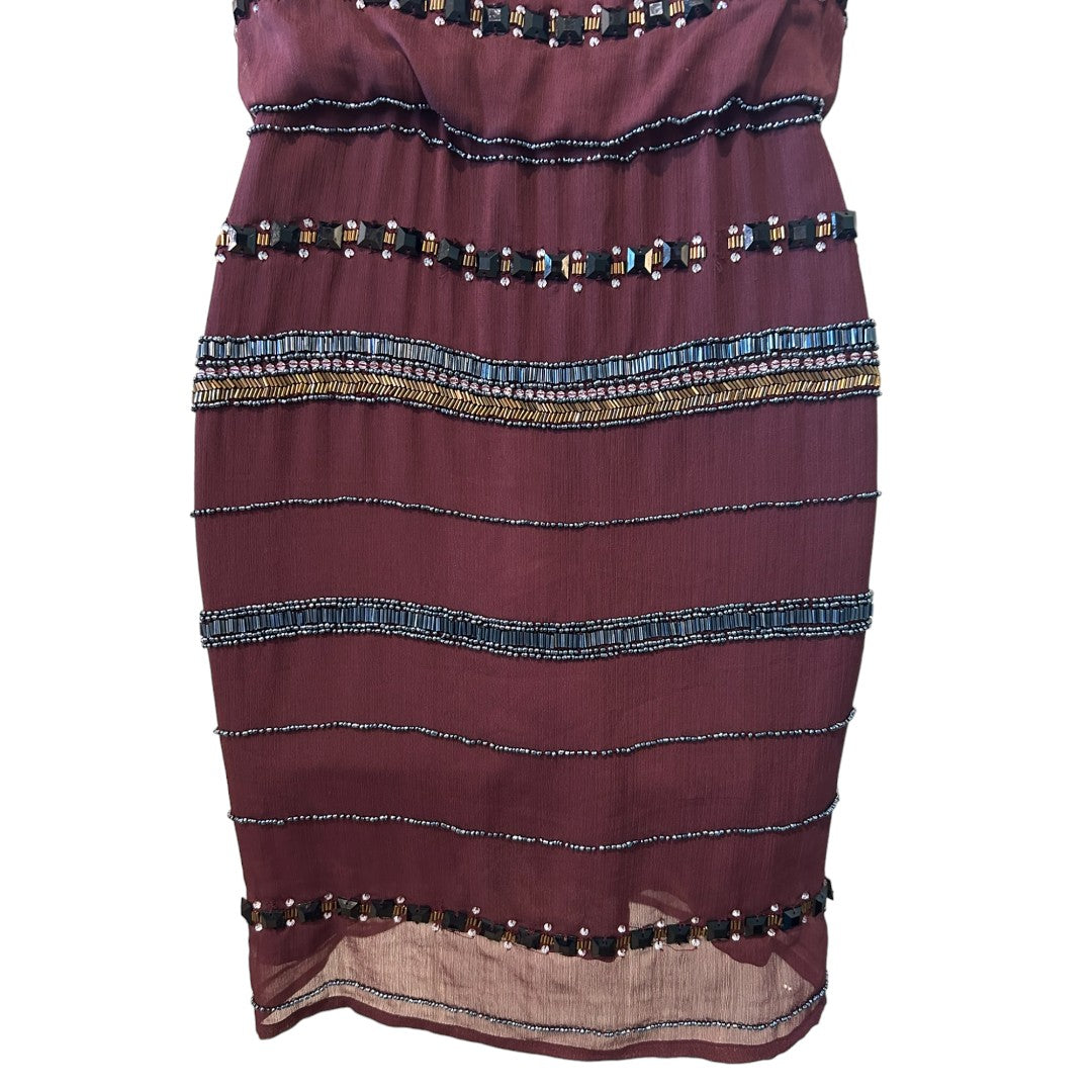 Romeo and Juliet Couture Burgundy Beaded Tank Dress