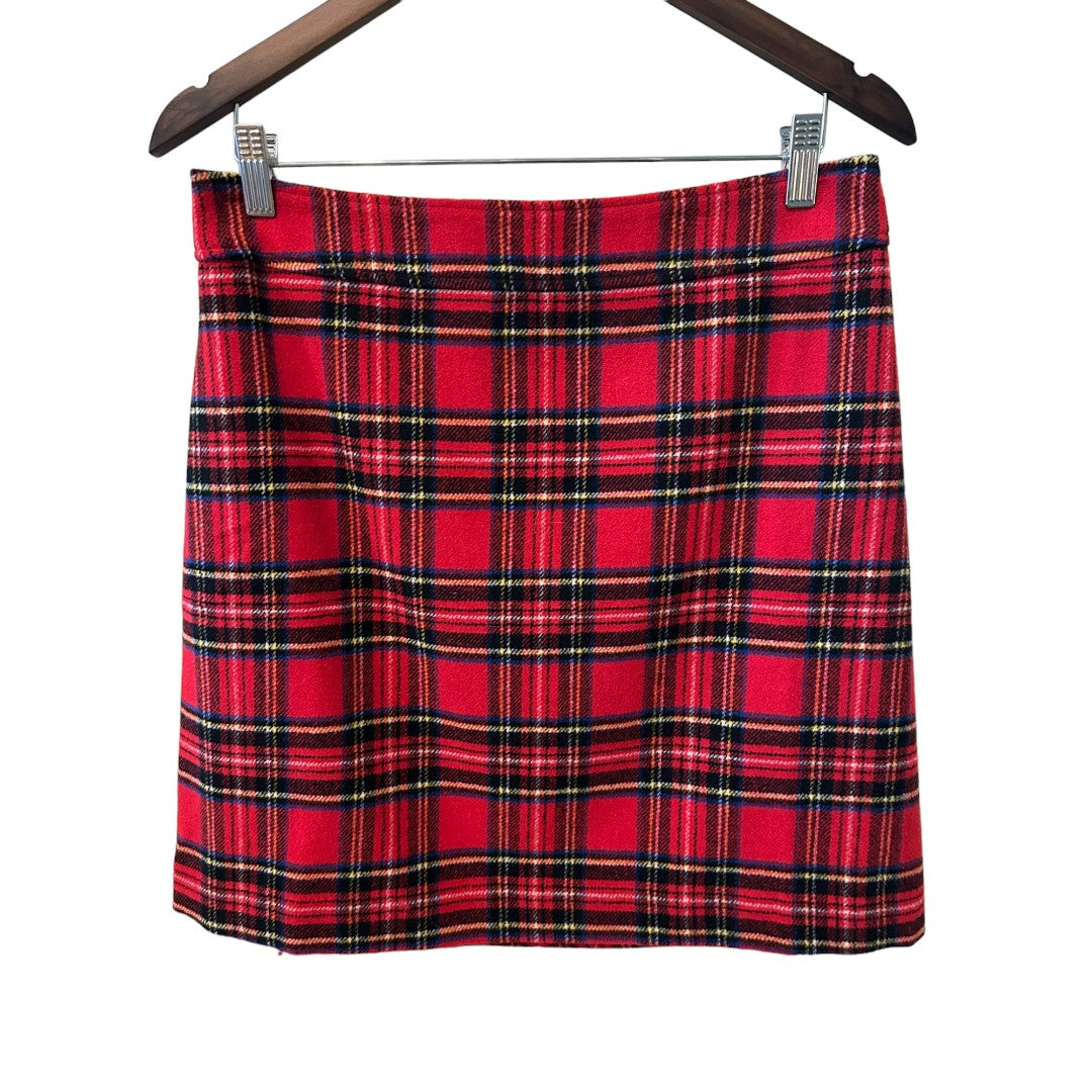 J.Crew Red Plaid Tartan Wool Blend Skirt