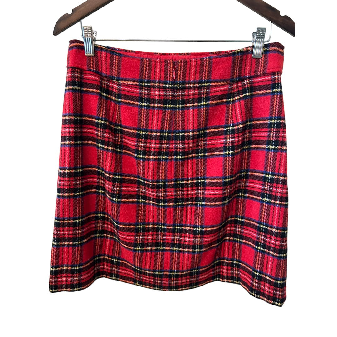 J.Crew Red Plaid Tartan Wool Blend Skirt