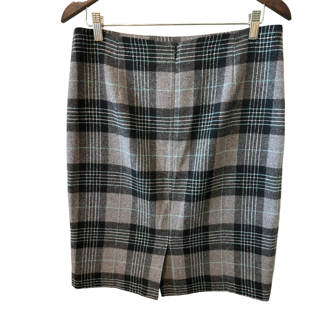 Talbot Gray Plaid Wool Blend Plaid Skirt