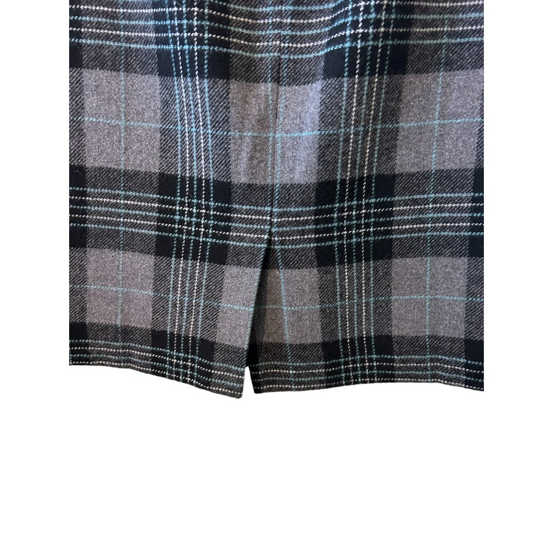 Talbot Gray Plaid Wool Blend Plaid Skirt