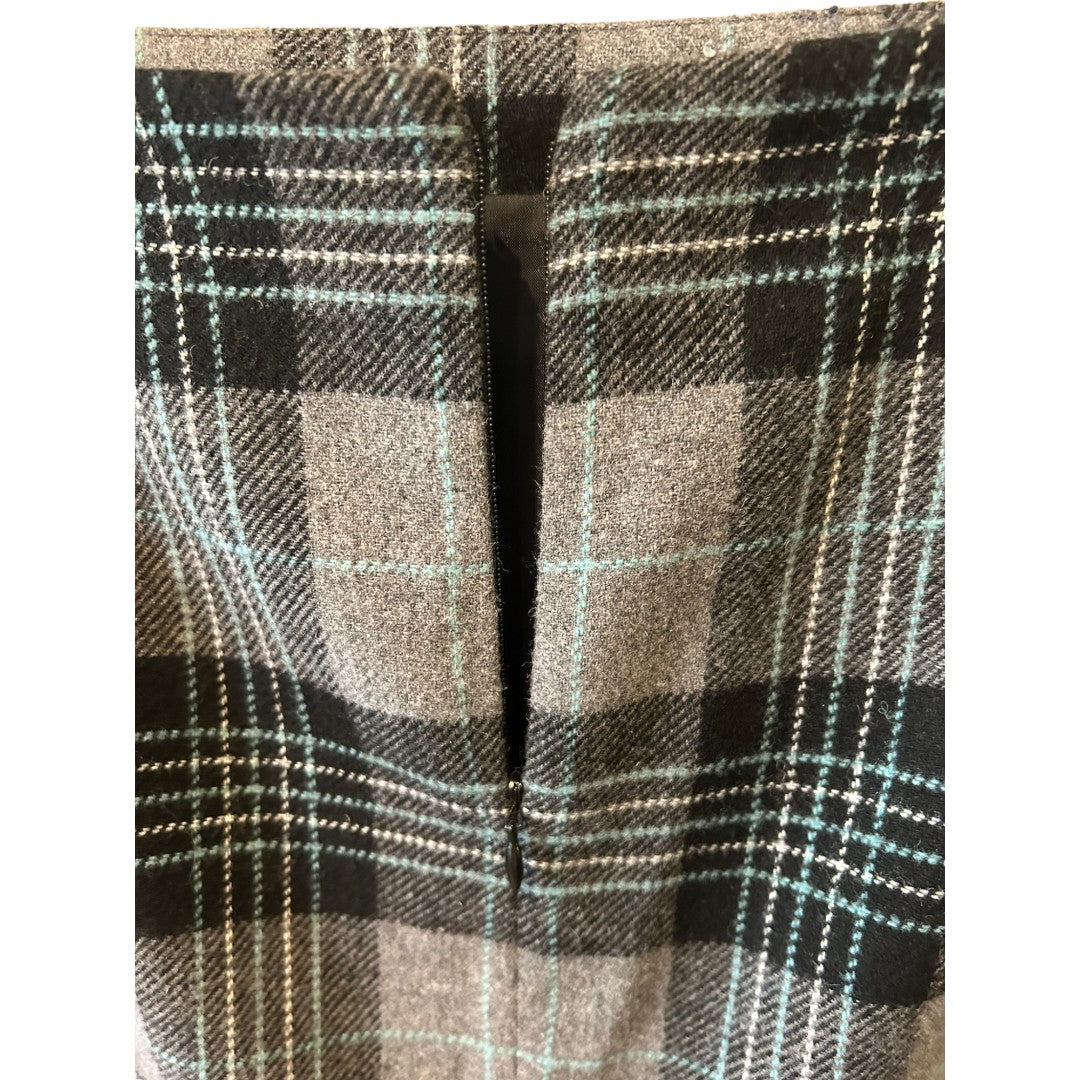 Talbot Gray Plaid Wool Blend Plaid Skirt