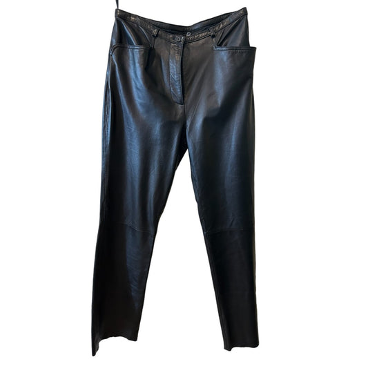 Harolds Vintage Black Leather Raw Hem Pants