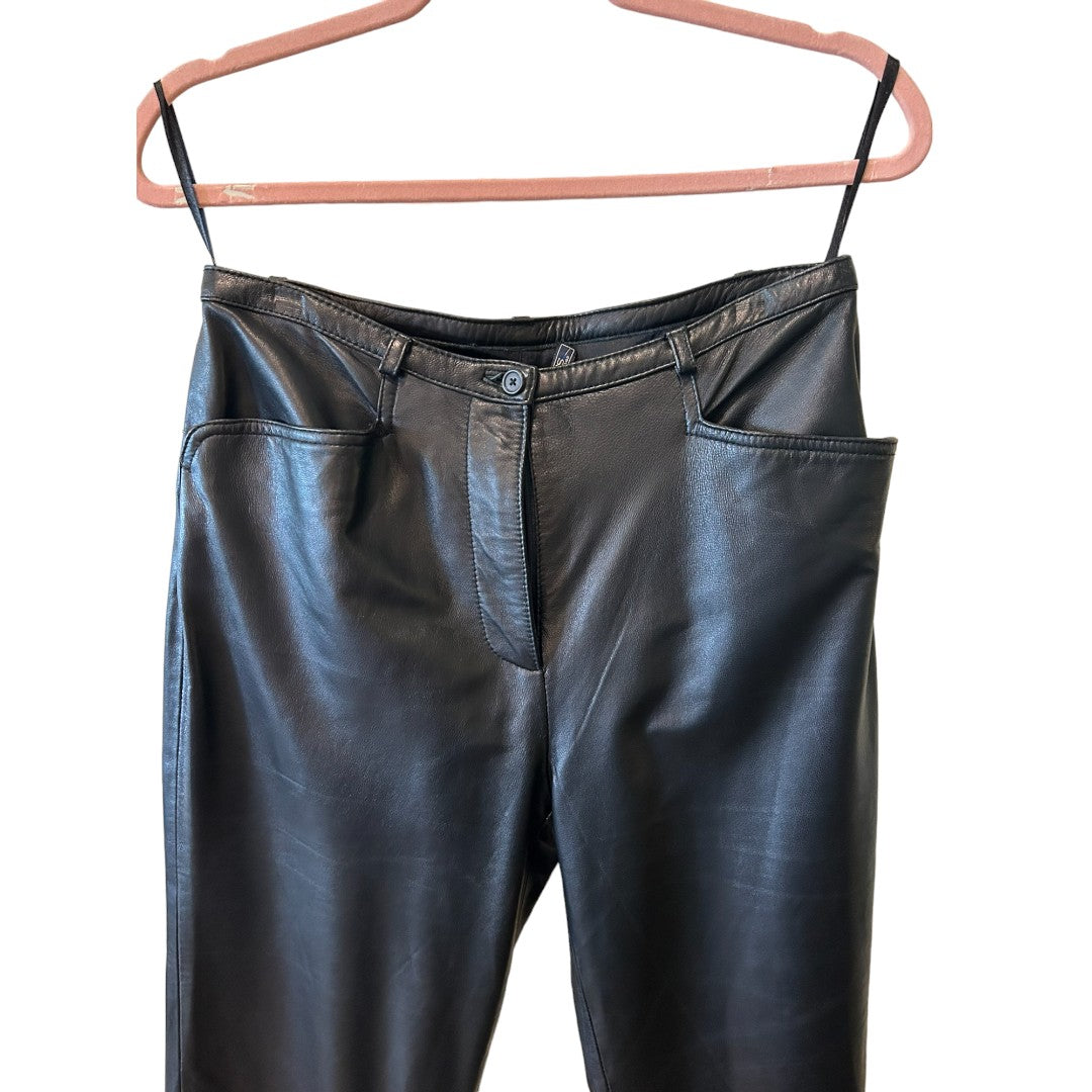 Harolds Vintage Black Leather Raw Hem Pants