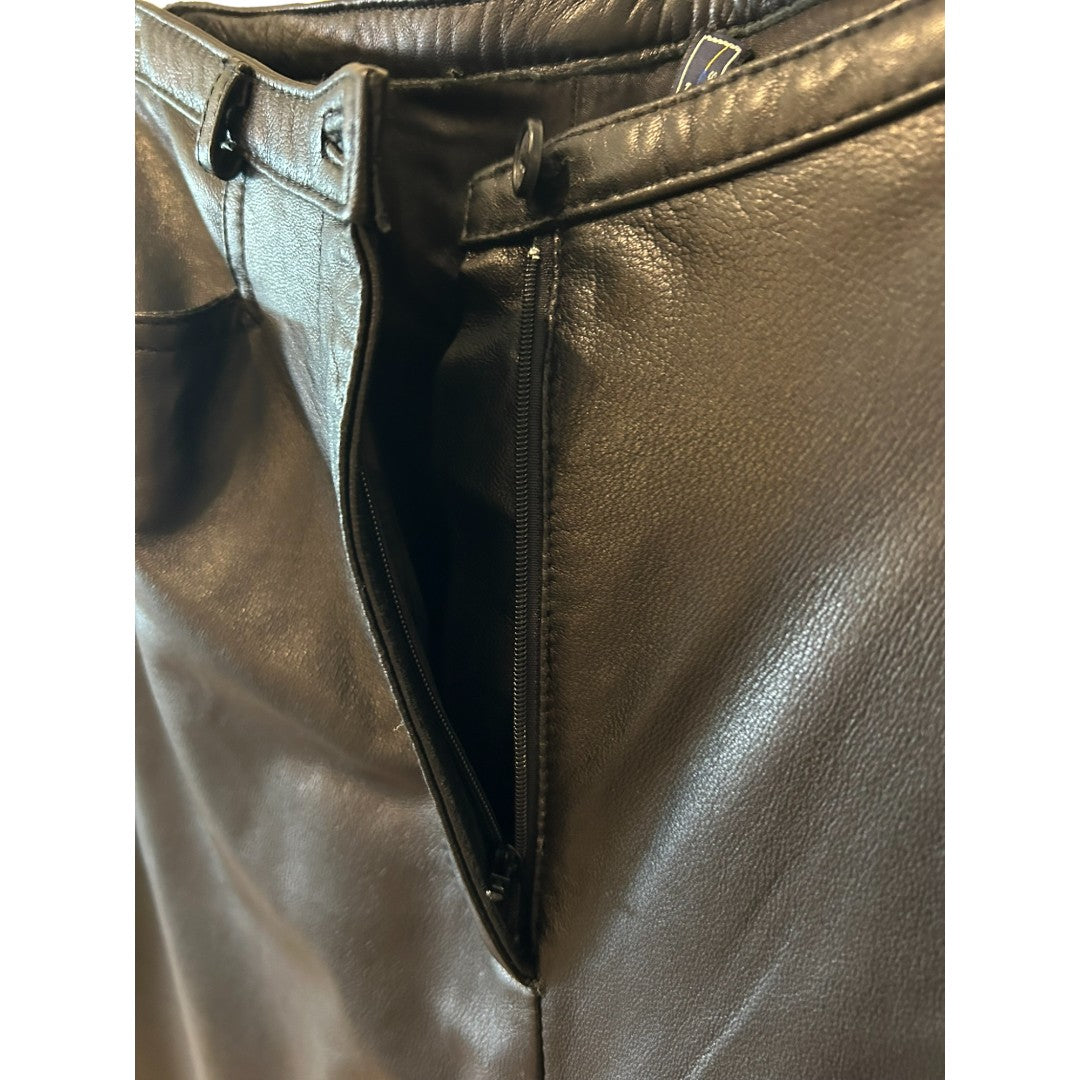 Harolds Vintage Black Leather Raw Hem Pants