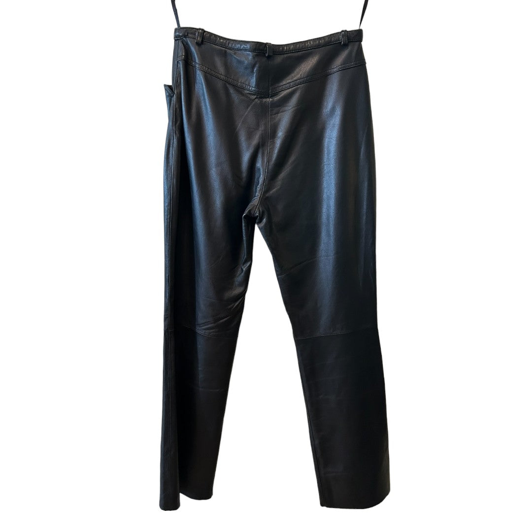 Harolds Vintage Black Leather Raw Hem Pants