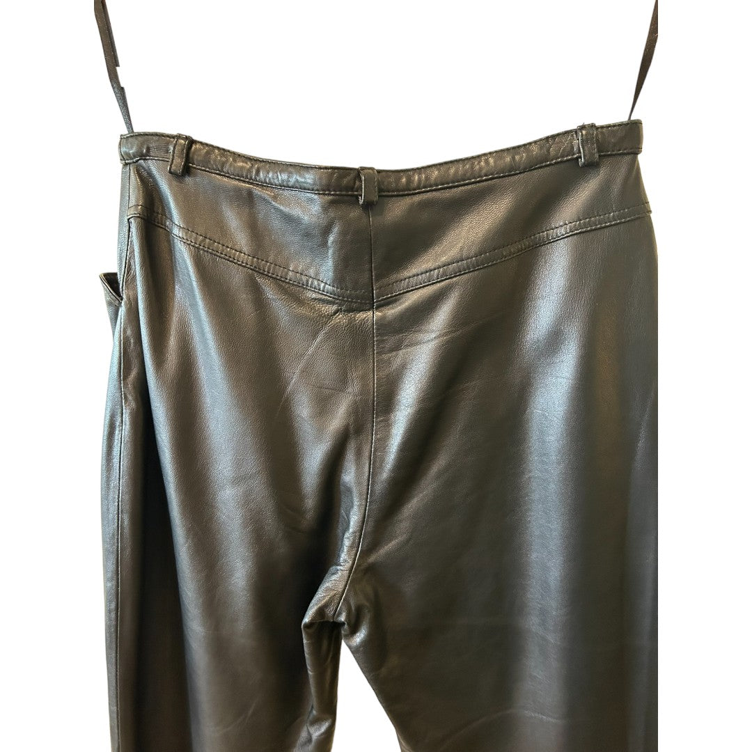 Harolds Vintage Black Leather Raw Hem Pants