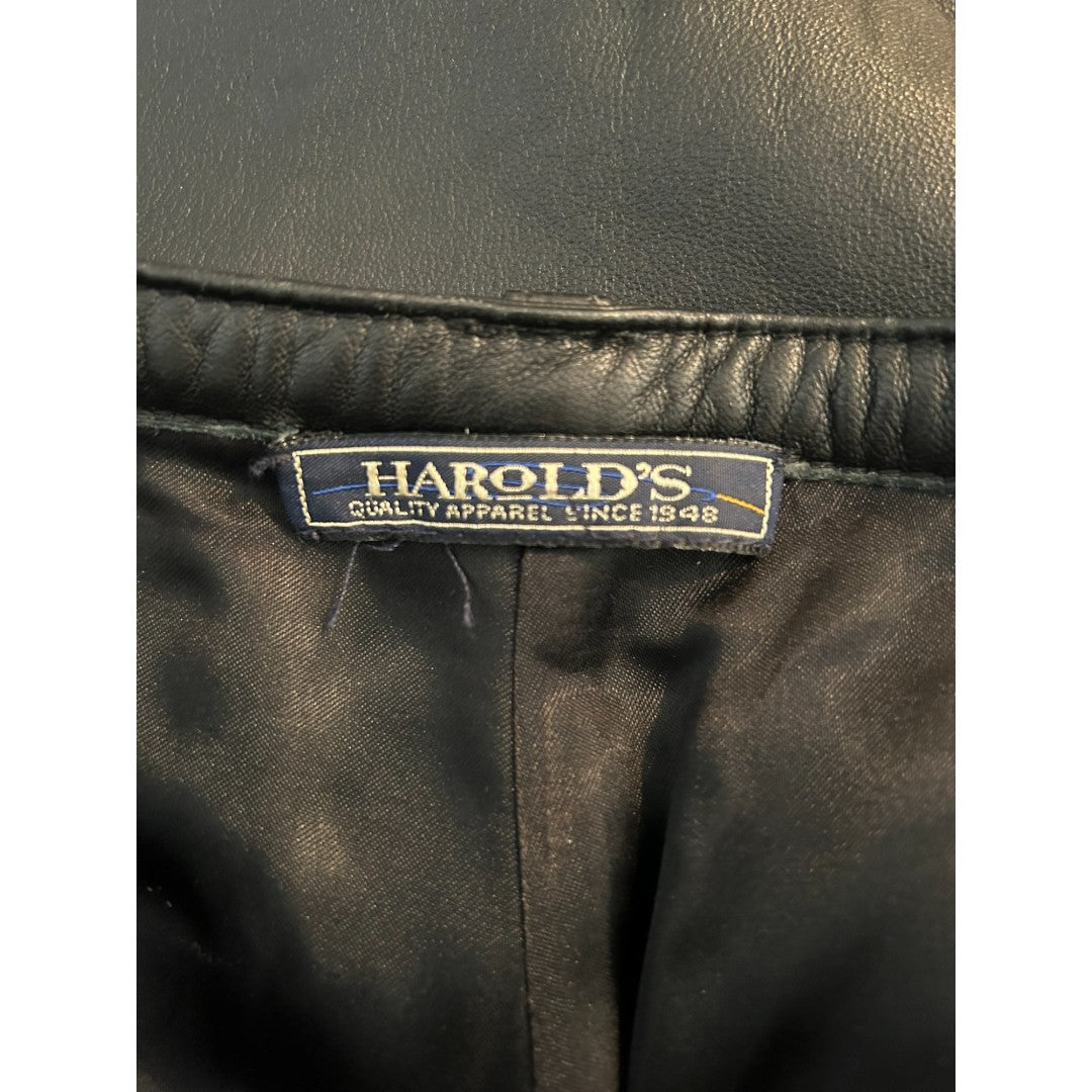 Harolds Vintage Black Leather Raw Hem Pants