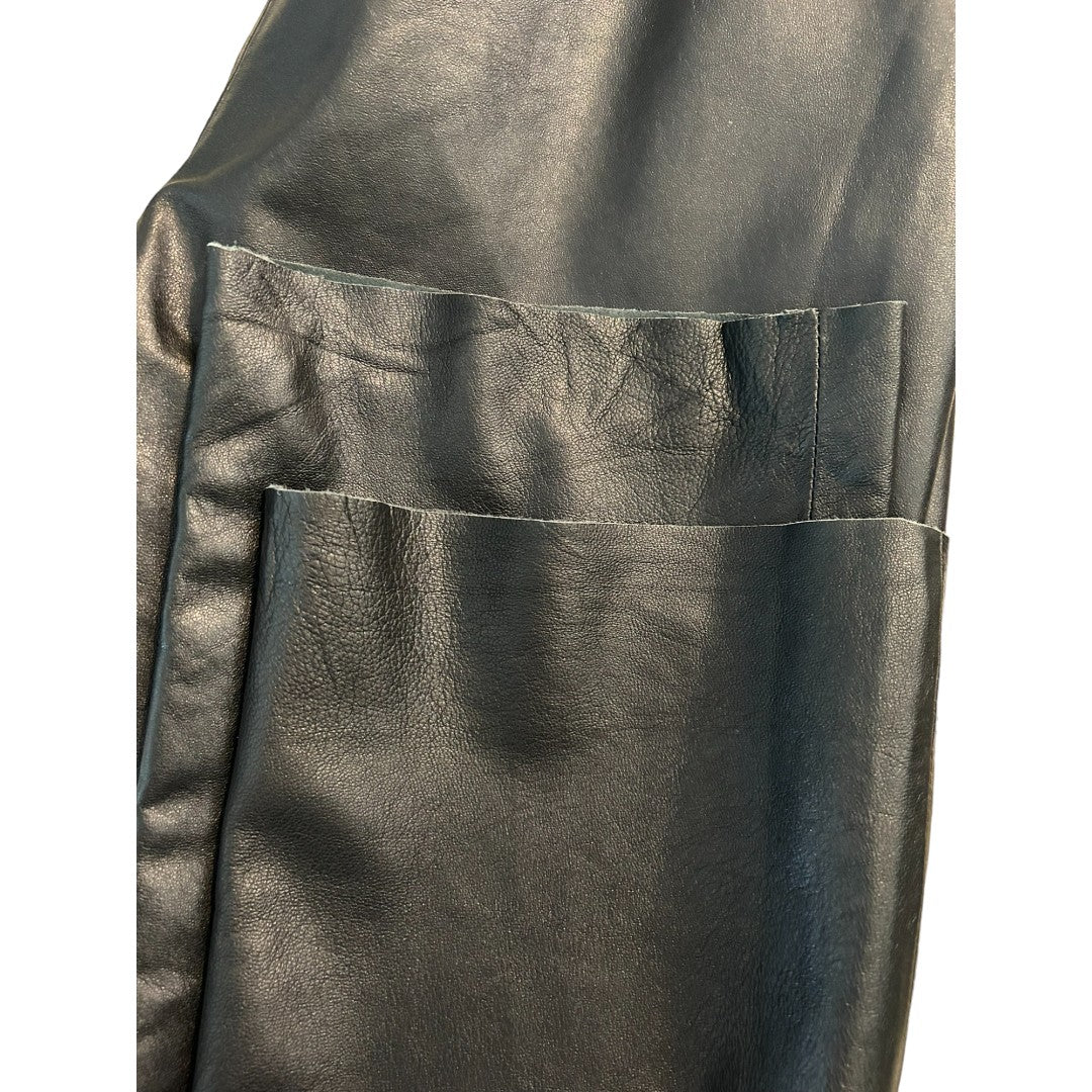 Harolds Vintage Black Leather Raw Hem Pants