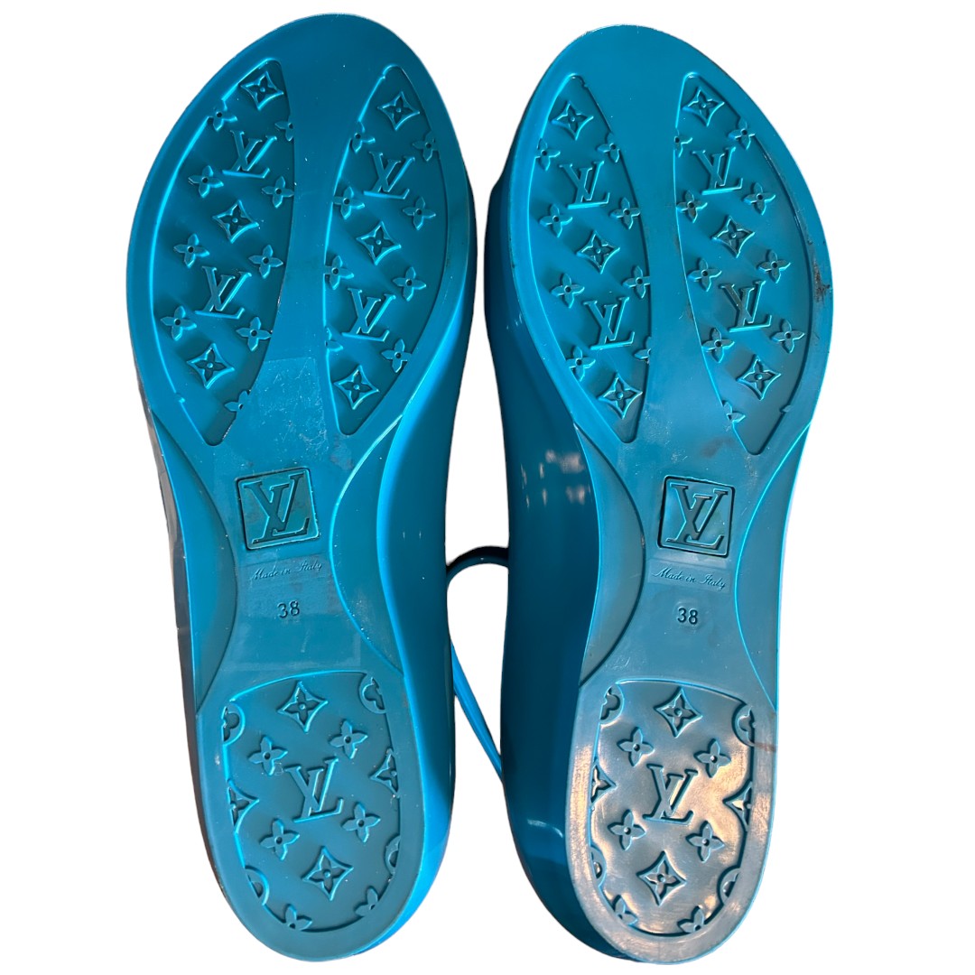 Louis Vuitton Elektrochoc Blue Rubber Sandals 38/8