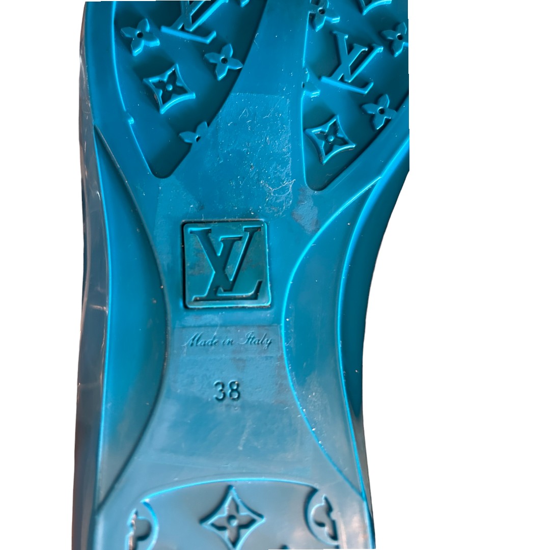 Louis Vuitton Elektrochoc Blue Rubber Sandals 38/8