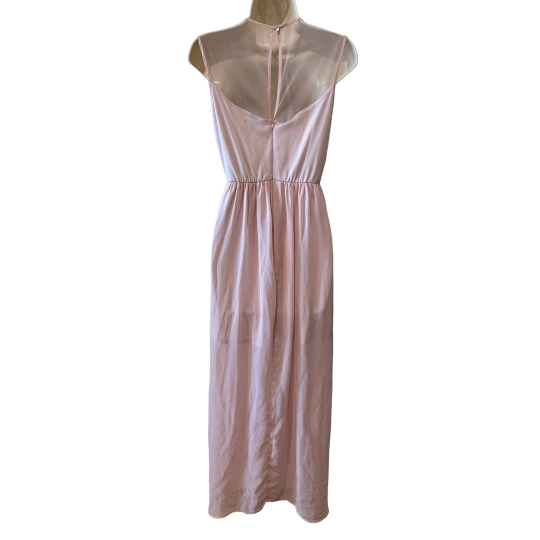 As U Wish Elegant Pink Maxi Dress with Sequined Bodice