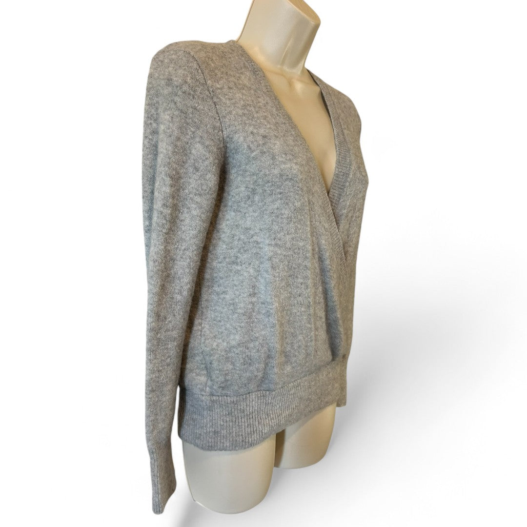 Madewell Soft Gray Wrap Sweater Cozy Knit Pullover