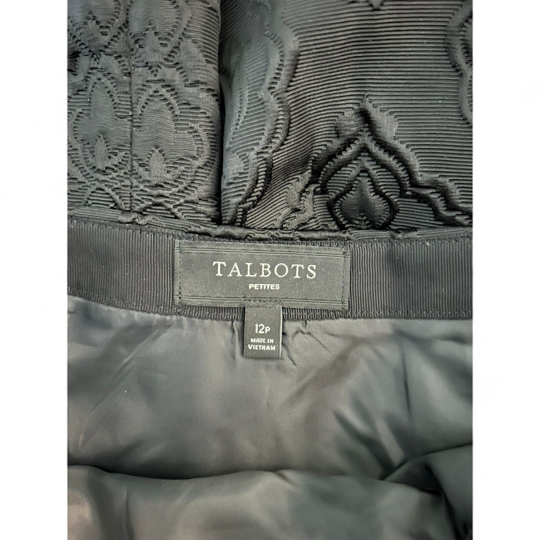 Talbots Petite Black Jacquard Damask