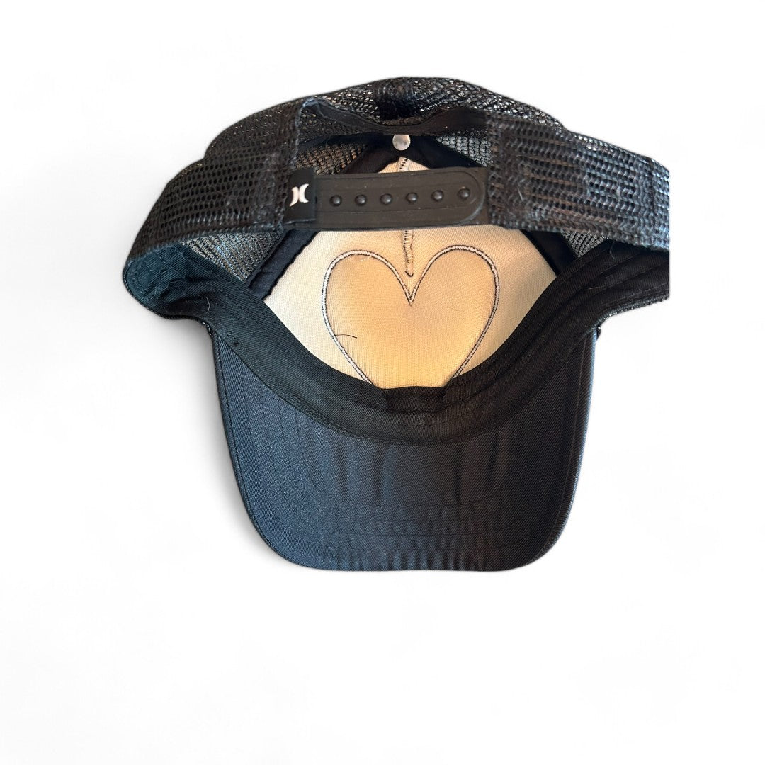 Hurley Tropical Heart Trucker Hat Black Mesh Snapback Women's Beach Cap