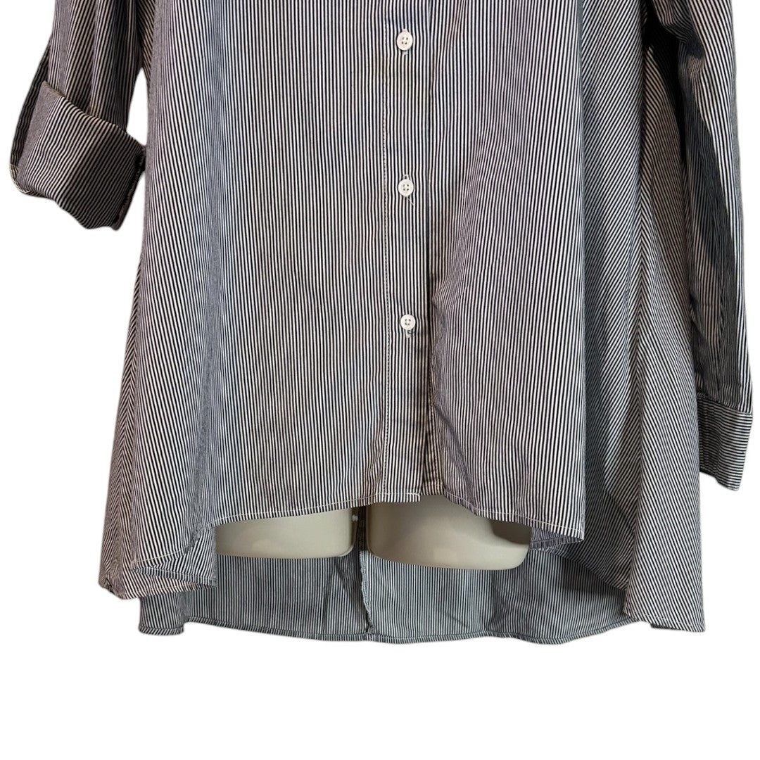 Walter Baker Myron Tunic Pinstripe Shirt with Floral Embroidery