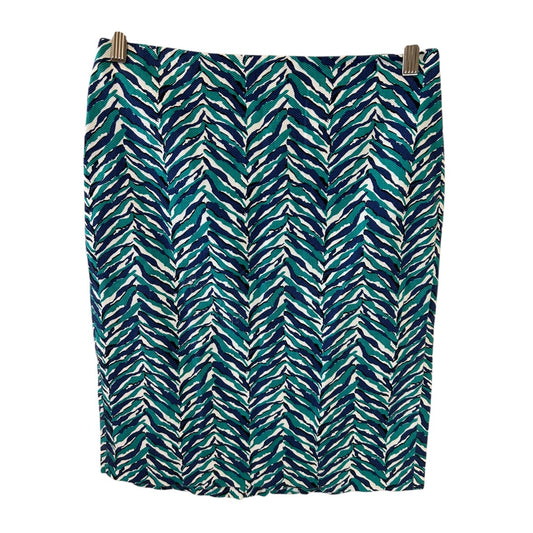 Talbots Teal Navy Zebra Print Pencil Skirt Women's Office Wear