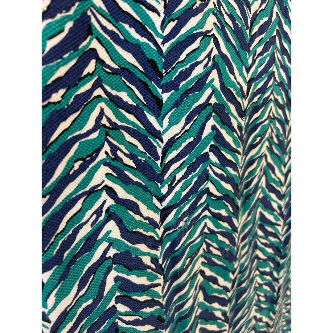 Talbots Teal Navy Zebra Print Pencil Skirt Women's Office Wear