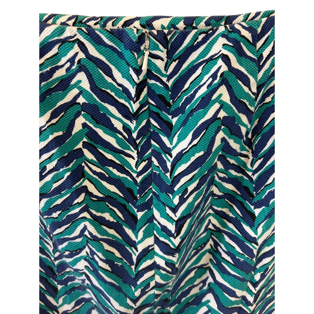 Talbots Teal Navy Zebra Print Pencil Skirt Women's Office Wear