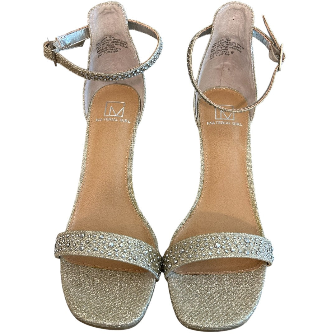 Material Girl Glittery Ankle Strap Sandals Rhinestone Embellished Heels 7.5